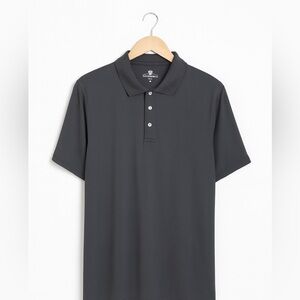 Champions Tour Men's Size Medium Dark Gray Polyester Striped Golf Polo Shirt.